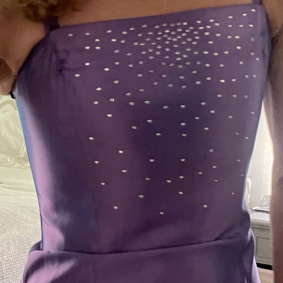 Gunne Sax Iridescent maxi dress slip party dress Lavender rhinestone Y2K - Picture 9 of 16